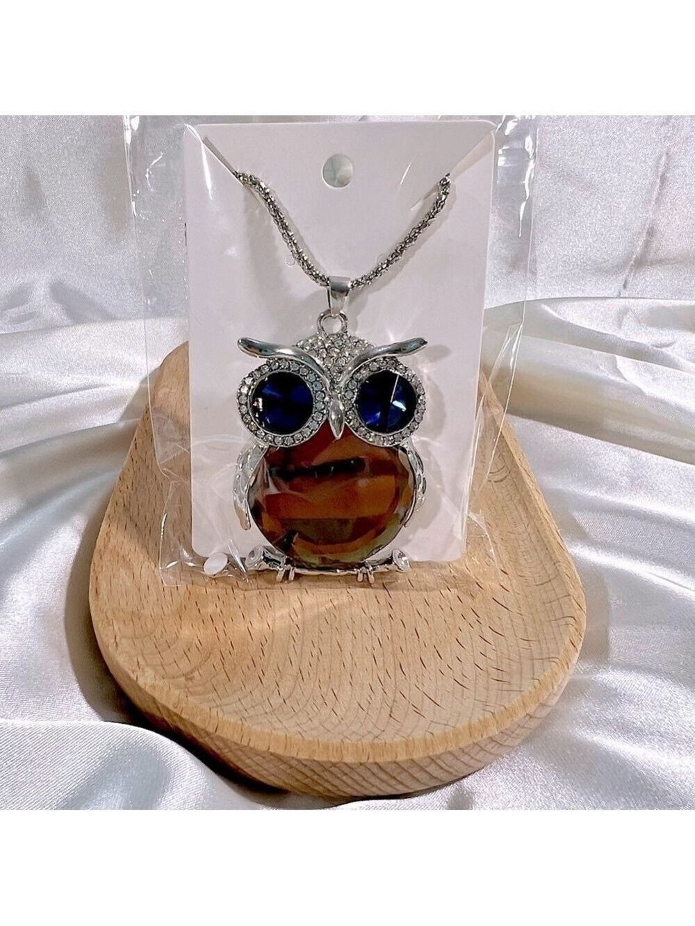 Owl Brown & Blue Necklace